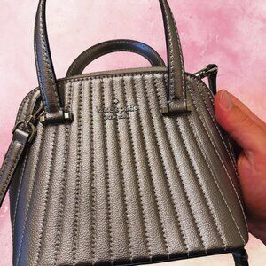 Kate Spade Bag Silver Patterson Drive Mini Dome Quilted Anthracite Satchel